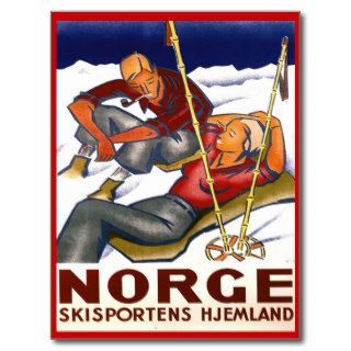 Vintage Winter sports, Ski Norway Skisports Post Card
