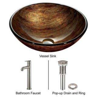 Vigo Amber Sunset Vessel Sink in Multicolor with Brushed Nickel Faucet VGT163