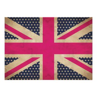 Old Union Jack in Pink Flag Invitation