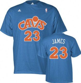 LeBron James adidas Blue Retro Name and Number Cleveland Cavaliers T Shirt  Sports Fan T Shirts  Sports & Outdoors
