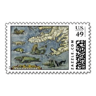 Ortelius Map Sea Monsters Postage