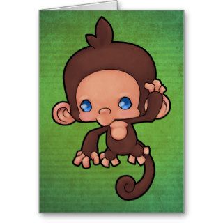Cute Cartoon Monkey Greeting Card