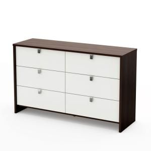 South Shore Furniture Cookie 6 Drawer Dresser in Mocha and White 3471027