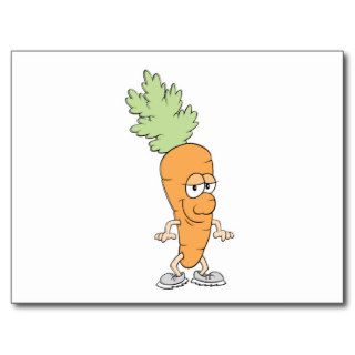 happy silly carrot cartoon post cards