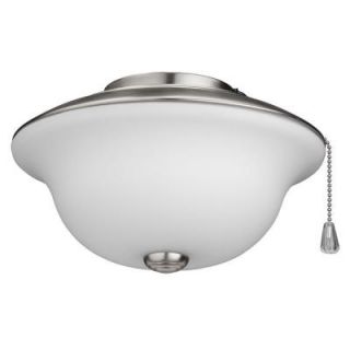 NuTone Frosted White Glass Traditional Bowl Ceiling Fan Light Kit with Brushed Steel Trim LK20FWBS