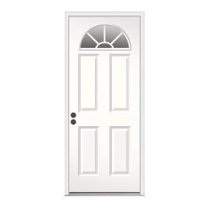 JELD WEN Premium Fan Lite Primed Steel Entry Door with Brickmould THDJW184500211