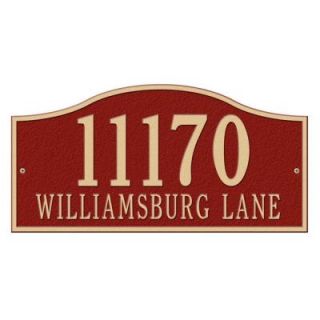 Whitehall Products Rolling Hills Rectangular Red/Gold Grande Wall Two Line Address Plaque 1117RG