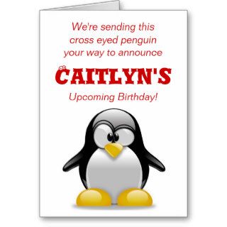 Cute Penguin Birthday Invitation Template Greeting Card