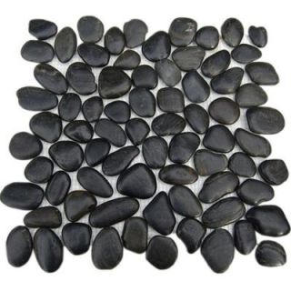 Splashback Tile 3D Pebble Rock Jet Black 12 in. x 12 in. x 8 mm Marble Mosaic Floor and Wall Tile (1 sq. ft.) 3D PEBBLE ROCK JET BLACK STACKED MARBLE