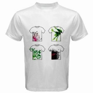 Men's Customized TEXTILE TSHIRT CASUAL INK FLORAL 100% Cotton White T shirt Novelty T Shirts Clothing
