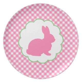 Pink Bunny Silhouette Dinner Plate