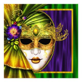 Elegant Venetian Mask Mardi Gras Wedding Personalized Announcements