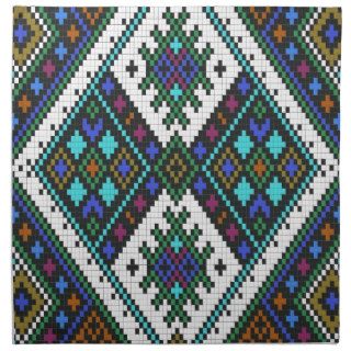 Teal and purple aztec pixel pattern. napkins