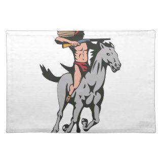 Native American Indian Riding Horse Placemats