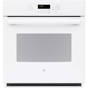 GE 27 in. Single Electric Wall Oven Self Cleaning with Steam in White JK3000DFWW