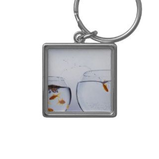 Goldfish Jumping into Different Bowl Key Chain