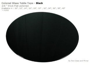 Black White Red Green Blue Glass Table Top Round 3/8" Thick Sizes 20", 22", 24", 26", 28", 30", 32", 34", 36", 38", 40" (Black, 40")   Table Toppers