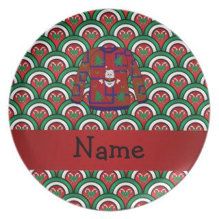 Custom name ugly christmas sweater candy canes plate