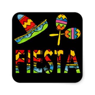 Mexican Fiesta Party Sombrero Maraca Stickers
