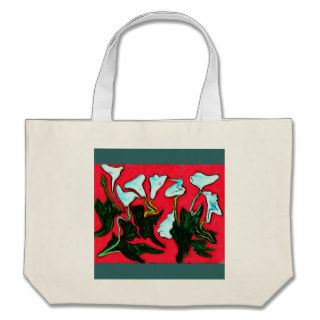 Fresco Effect Lily Painting on a large size tote Canvas Bags