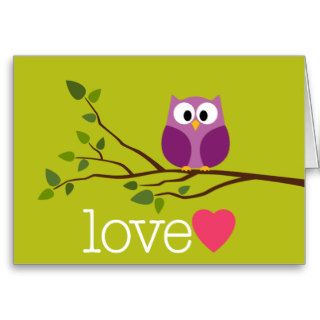 Valentines Day   Cute Cartoon Owl and Heart Greeting Card
