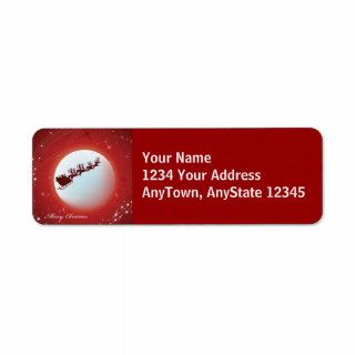 Merry Christmas Santa Claus Sleigh Template Return Address Label