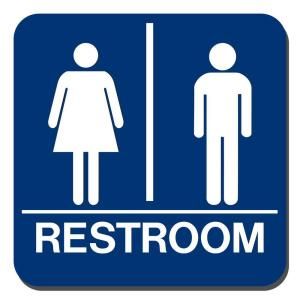 Lynch Sign 8 in. x 8 in. Blue Plastic with Braille Restroom Sign UNI 18