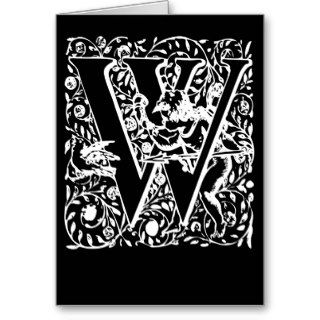 Letter W Black and White Monogram Cards