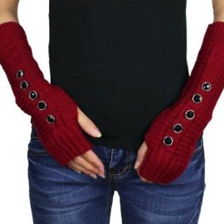 Dahlia Women's Five Faceted Button Acrylic Fingerless Arm Warmer Gloves Black Fashion Arm Warmers