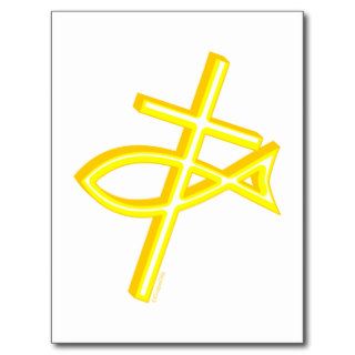 Christian Cross & Fish Post Card