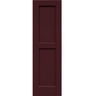 Winworks Wood Composite 12 in. x 40 in. Contemporary Flat Panel Shutters Pair #657 Polished Mahogany 61240657