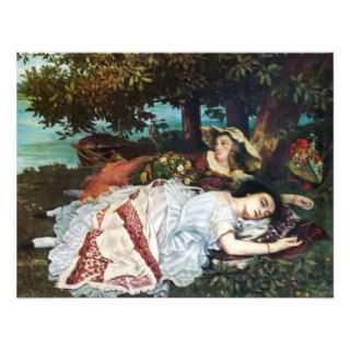 Courbet Young Ladies on the Banks of the Seine Custom Announcement