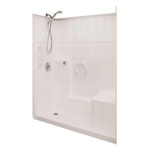 Ella Prestige 32 in. x 60 in. x 77 in. 3 Piece Low Threshold Shower System in White with Left Drain 6032 SH IS 3P 4.0 R WH ELW