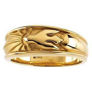 14K Yellow Gold Holy Spirit Ring Jewelry