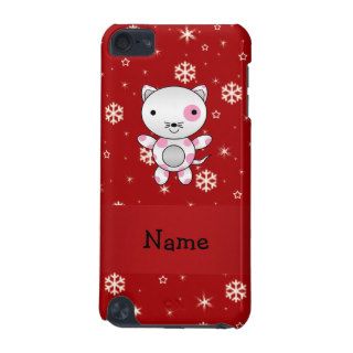 Personalized name cat red snowflakes iPod touch 5G case