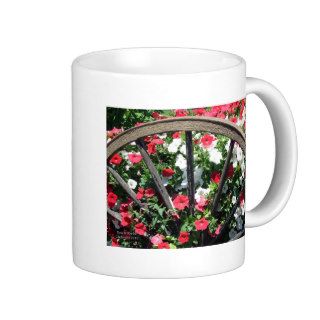 Wagon Wheel and Flowers 2 Coffee Mugs