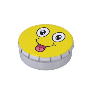 Happy Yellow Cartoon Smiley Face Candy Tin