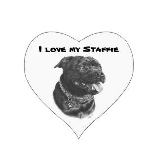 I Love My Staffie Heart Sticker
