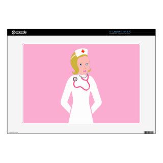 Anime Nurse wearing Pink Stethoscope 15" Laptop Skins