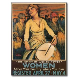 Vintage Spirit of Woman Power WWI Art Post Cards