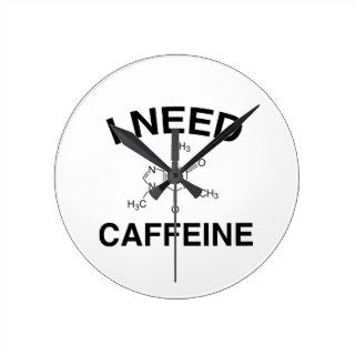 I Need Caffeine Wallclocks