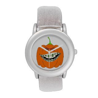 Jack O Lantern Braces Pumpkin Halloween Nerdy Geek Wristwatch