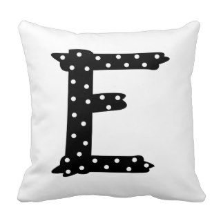 Personalized Black and White Polka Dot Letter E Pillows