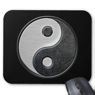 Leather and Steel Effect Yin Yang Graphic Mouse Pads