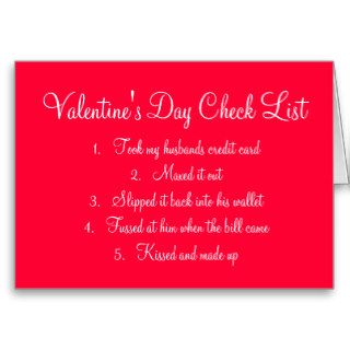 Valentine's Day Checklist Greeting Card