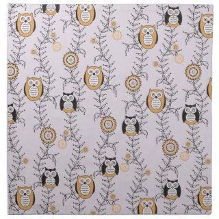 Modern Owls Pattern Fabric Napkins