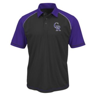 MLB Mens Colorado Rockies Synthetic Polo T Shirt   Black/Purple (L)