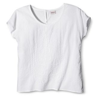 Merona Womens Embroidered Blouse   Fresh White   XL