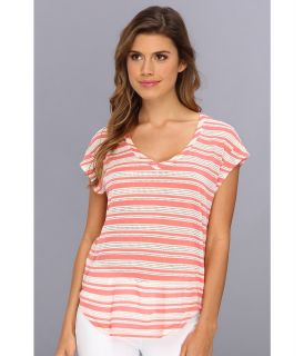 Splendid Marina Eyelet Stripe Tee Womens T Shirt (Coral)
