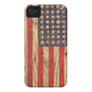 Vintage Patriotic American Flag on Old Wood Grain iPhone 4 Case Mate Cases